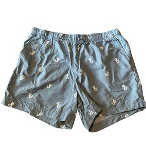 Columbia PFG Blue "Mermaid" Nylon 5" Inseam Swim Outdoor Shorts Men's Large